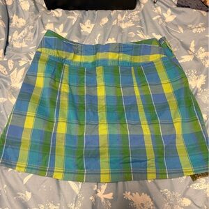 St. John's Bay Blue and Yellow Plaid Mini Skirt